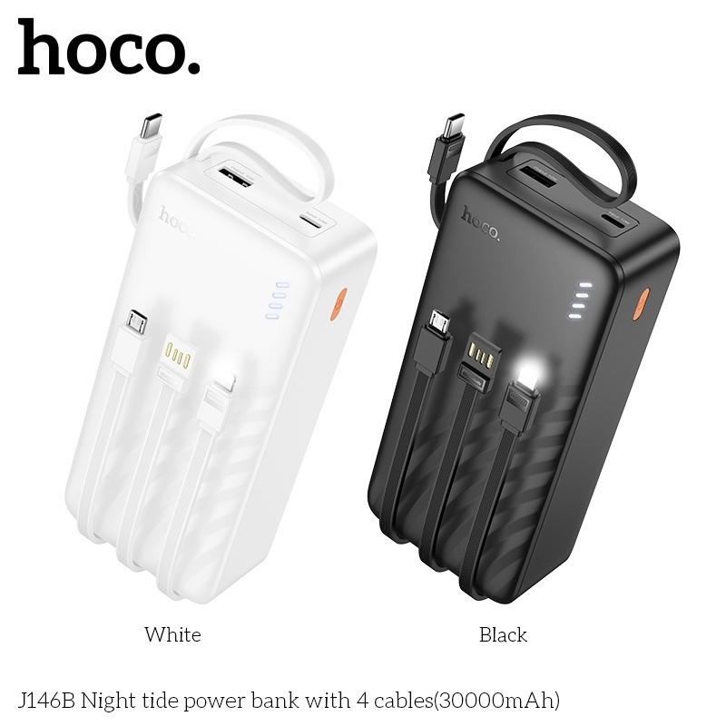 Pin Sạc Dự Phòng Hoco J146B 30000mAh Kèm 4 cáp sạc, 2 Input, 4 Output, Max 2A