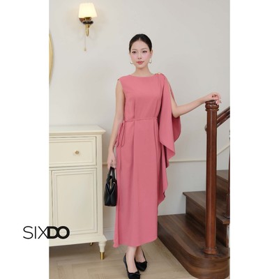 Đầm tay lệch dáng suông SIXDO (Raspberry Woven Loose Dress)