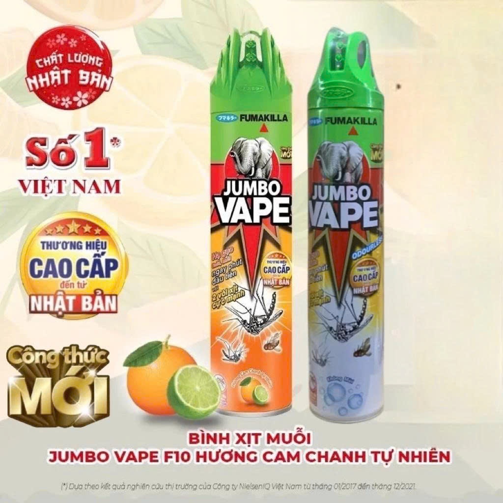 2 Bình xịt Muỗi Jumbo Vape 600ml không mùi
