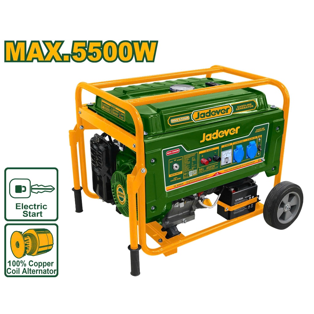 Máy Phát Điện Xăng 5500W JADEVER JDGEAA08 | Công Suất Định Mức 5,0kW, Động Cơ 420cc, Khởi Động Điện