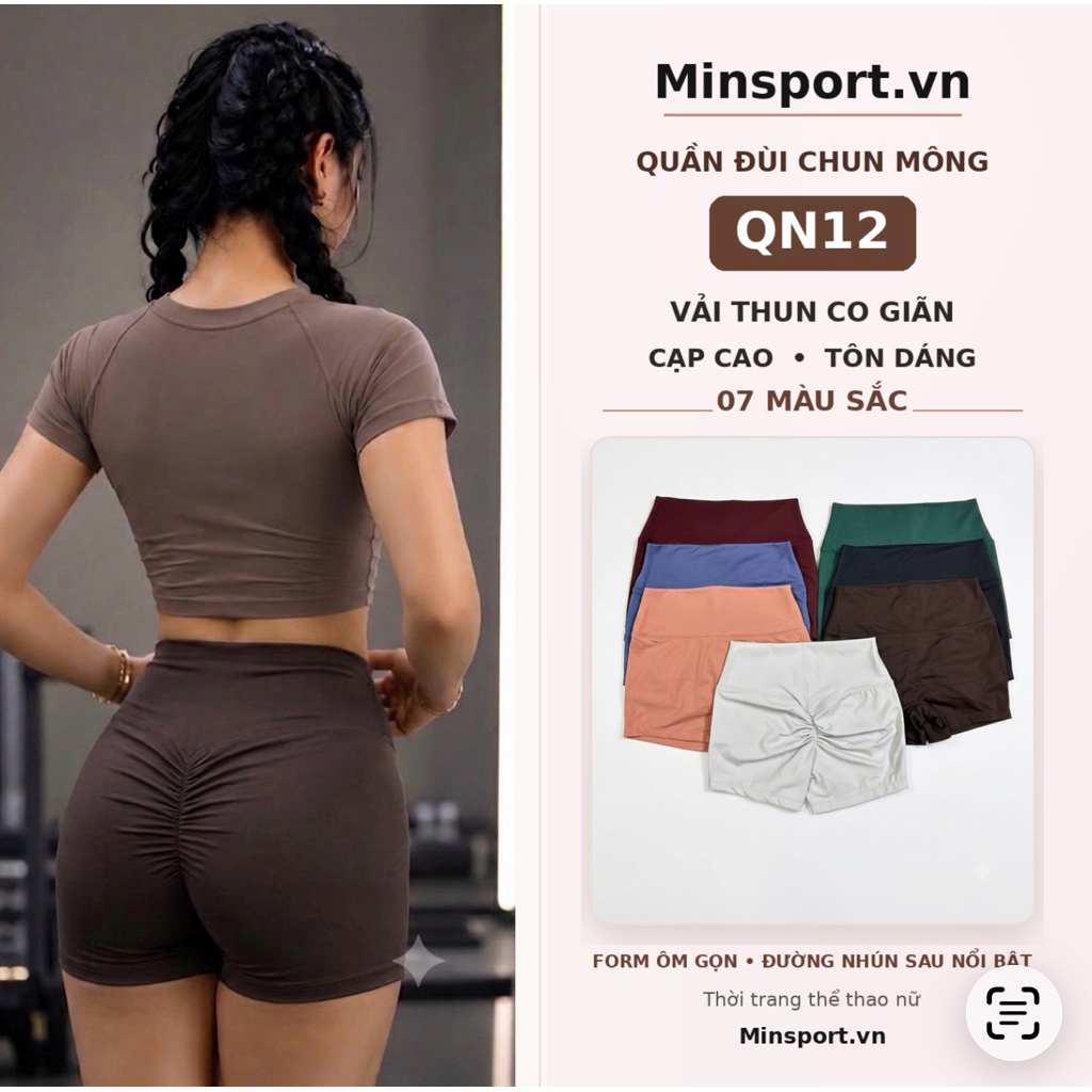 Quần Đùi Thể Thao Nữ Ôm Body Chun Mông Lưng Cao MILAVY