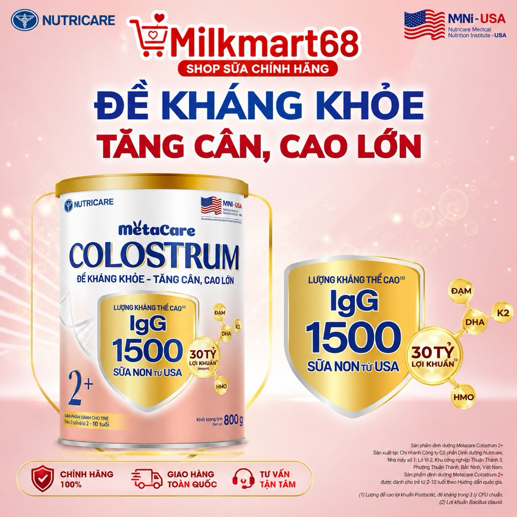 Sữa bột Colostrum Metacare 800g 1+( date T10.27)
