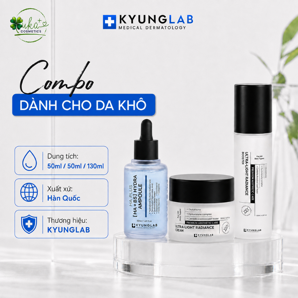 Kyunglab ,Combo Xịt Khoáng Ultra Light 130ML,Kem Ultra Light 50ML ,Serum HAB5 ,Dành Cho Da Khô
