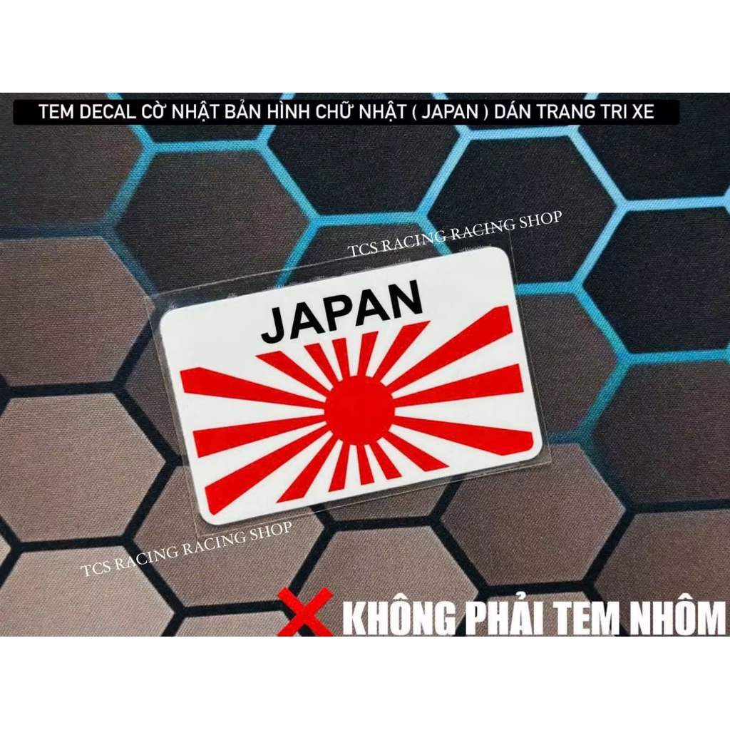 [ 1 TEM ] TEM DECAL CỜ JAPAN HÌNH CHỬ NHẬT DÁN TRANG TRÍ XE