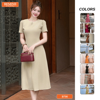 Đầm thiết kế BEMINE cổ tròn dáng dài phù hợp đi làm, đi chơi-B700
