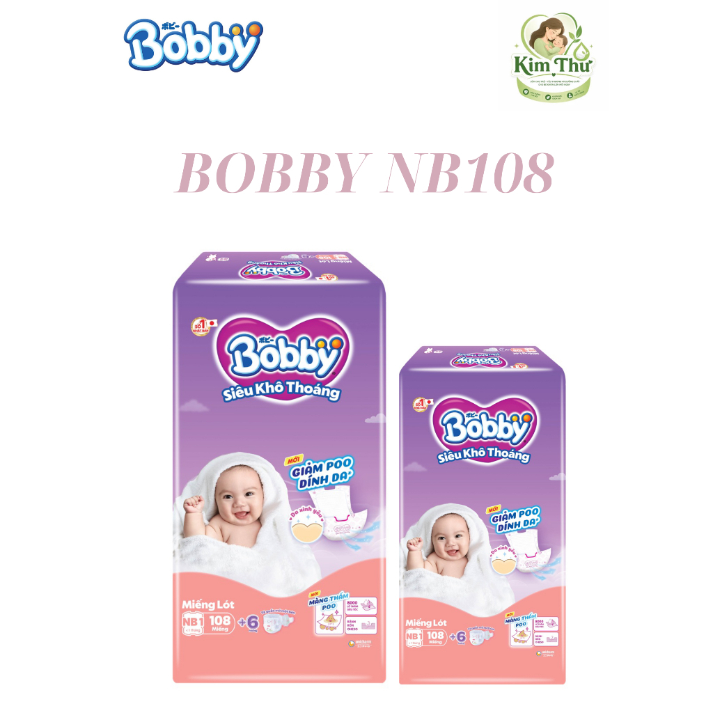 [BOBBY] Tã Dán Bobby NB108 _108 Miếng Cho Bé Sơ Sinh Dưới 5kg Siêu Khô Thoáng Chính Hãng (Combo 1,2,