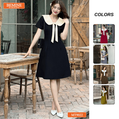 Đầm thiết kế cổ nơ tùng chữ A BEMINE MT9022