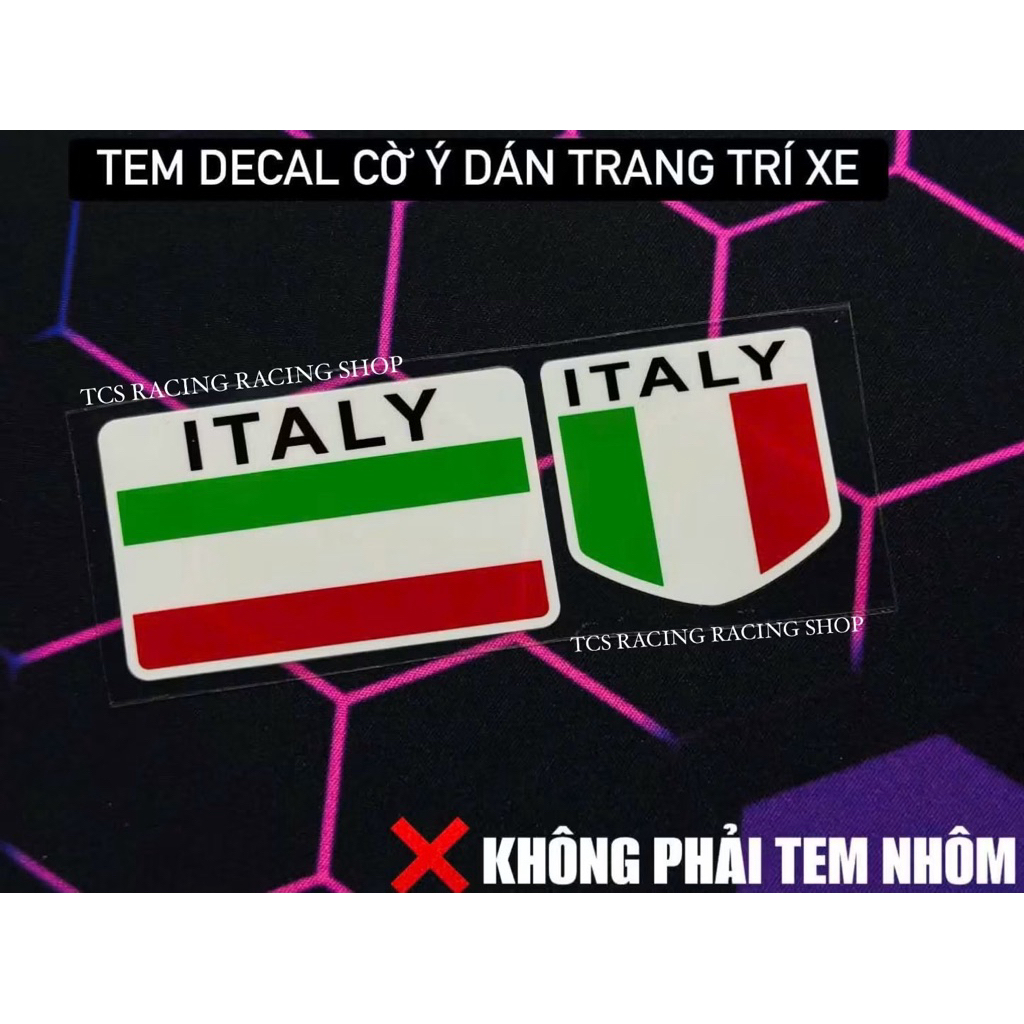 [ 1 TEM ] TEM DECAL CỜ Ý ITALY🇮🇹 IN UV DÁN TRANG TRÍ XE