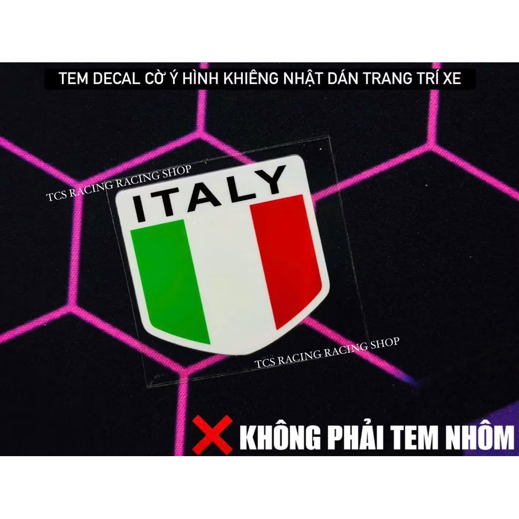 [ 1 TEM ] TEM DECAL CỜ Ý ITALY🇮🇹 HÌNH KHIÊNG DÁN TRANG TRÍ XE