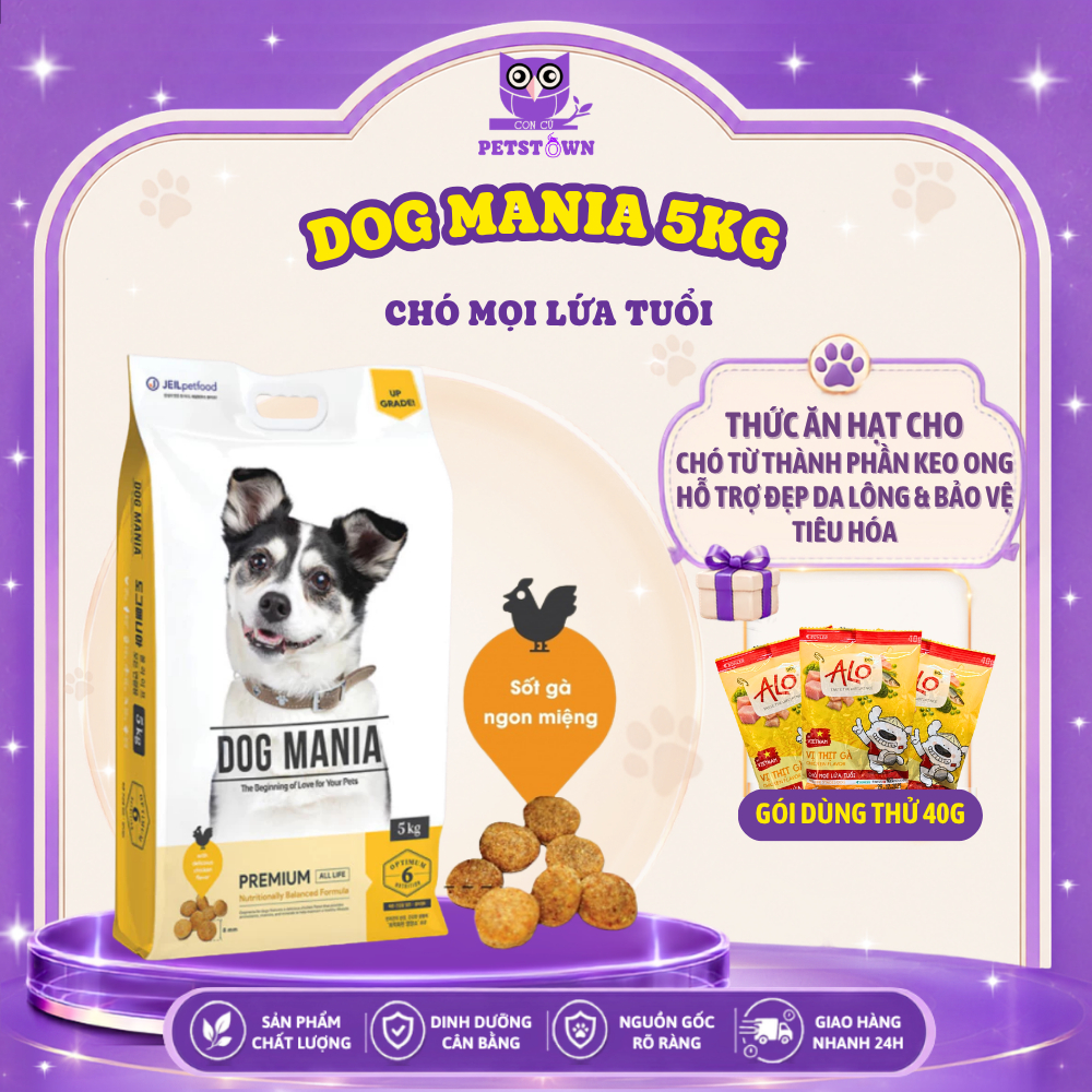 [5KG] DOG MANIA PREMIUM - Thức ăn hạt khô cho chó mọi lứa tuổi nhập khẩu Hàn Quốc