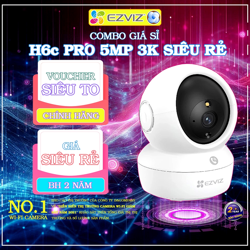 COMBO 10-20-30 camera Ezviz H6C 5MP 3K, (chưa kèm thẻ, đế L)