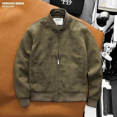 Áo khoác nam HEBOZ bomber suede 3M chất da lộn cao cấp có lót dù mịn giữ ấm tốt - 00003313