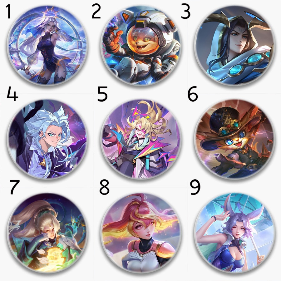 Huy Hiệu in hình liên quân mobile Zill Mganga Ignis Aleister Grock Nakroth Fennik Hayate Stuart Wisp