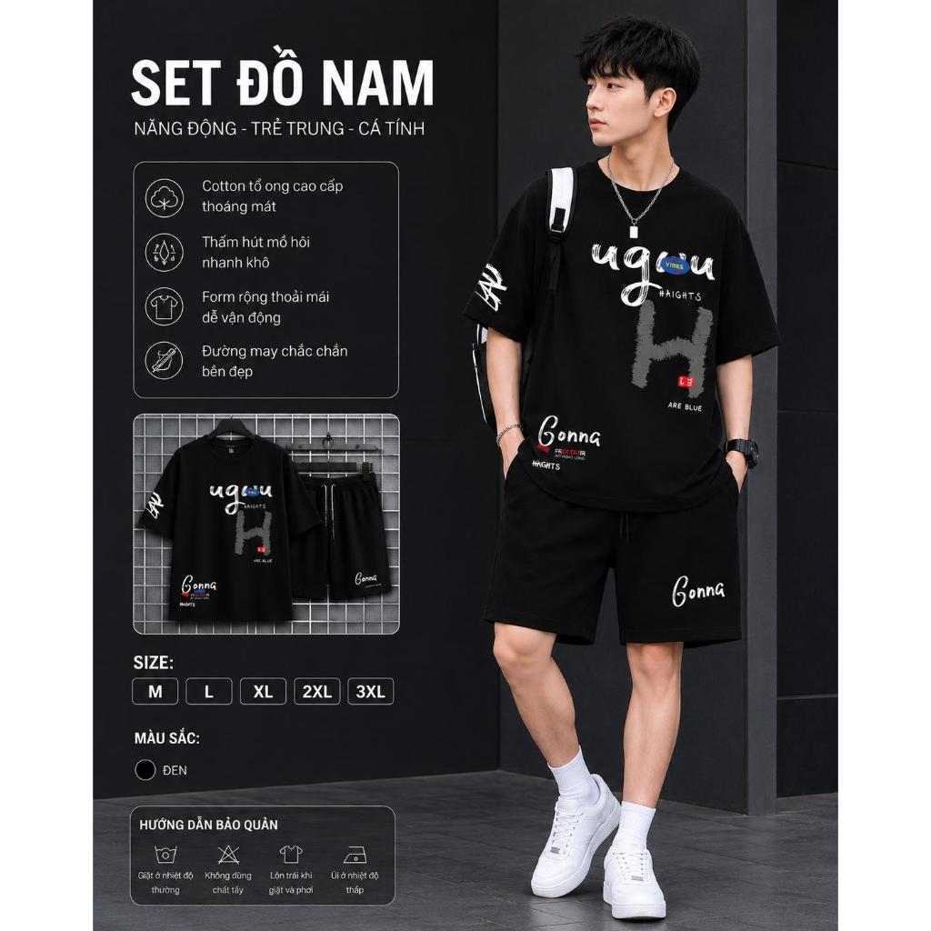 Bộ quần áo nam ATHEAN , chất vải waffle với các lỗ thông hơi liti thoáng mát ( M: GONNA) Menswear