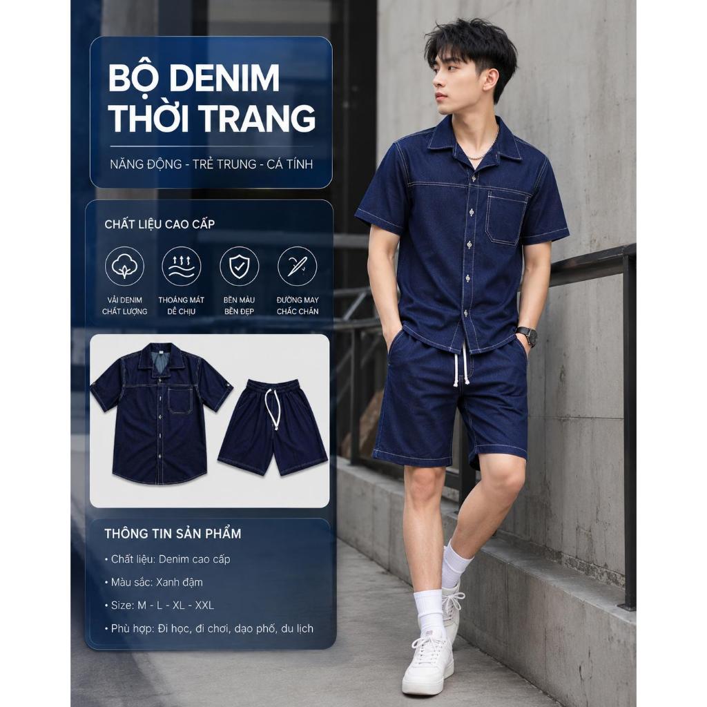 M:02 SET Lụa Denim nam nữ ATHEAN Basic form vừa kiểu dáng unisex Nam nữ phong cách 2026