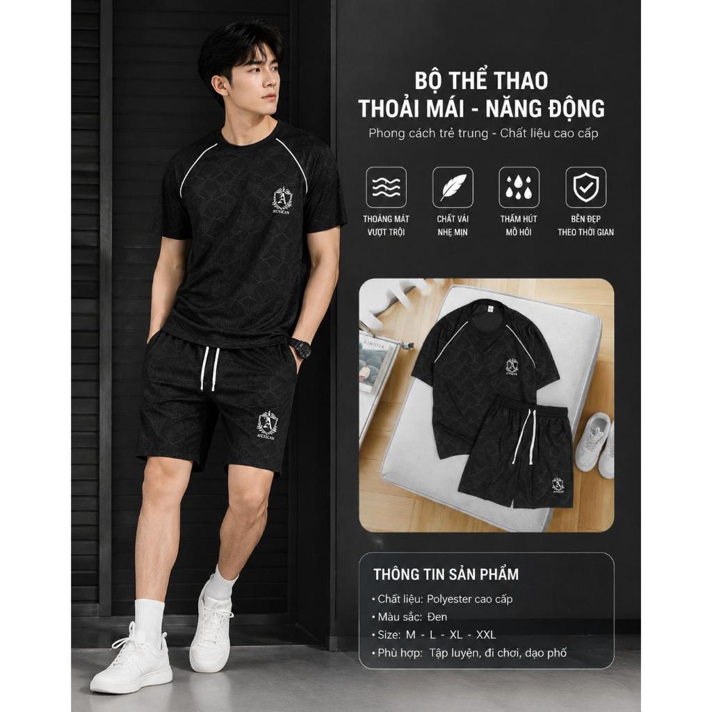 Bộ quần áo ATHEAN ( M : A THEU) cổ tròn chất vải tổ ong thoáng mát