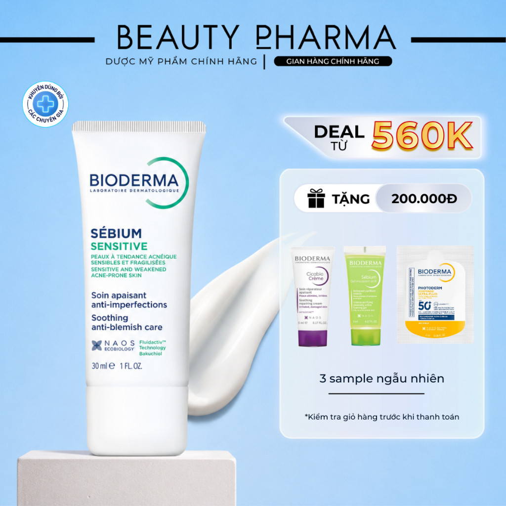 [DATE MỚI-CHÍNH HÃNG] BIODERMA SÉBIUM SENSITIVE - Kem dưỡng làm dịu da, cấp ẩm và giảm mụn cho da nh