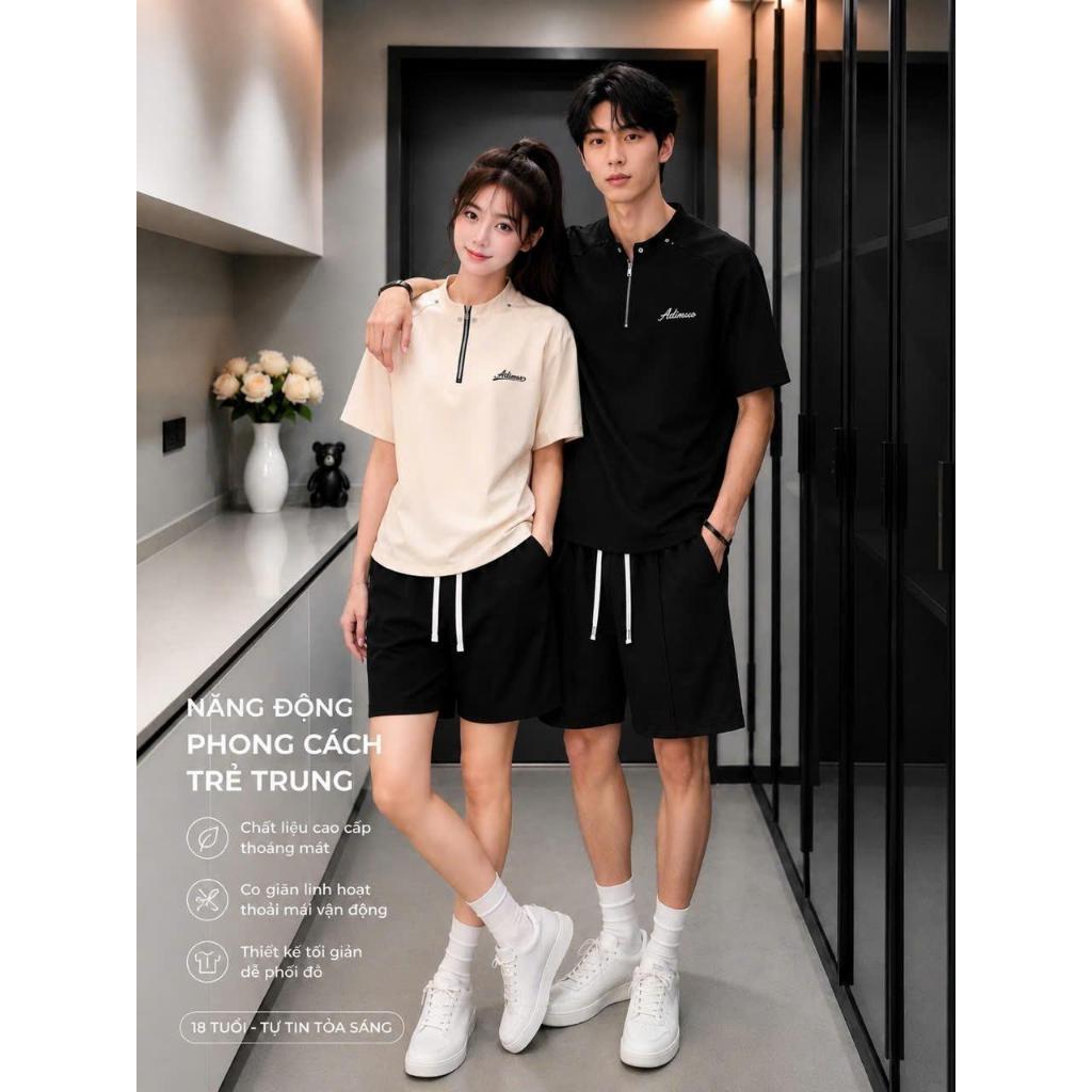 (DEAL MỞ BÁN ): Bộ quần áo ATHEAN ( M : Khóa ATHEAN ) cổ ZIP Chất Liệu Poly Hàn Mềm Mịn Co Giãn Phon