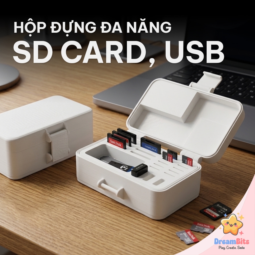 Hộp Đựng Thẻ Nhớ SD, MicroSD & USB In 3D DreamBits - Tùy Chỉnh In Tên Theo Yêu Cầu