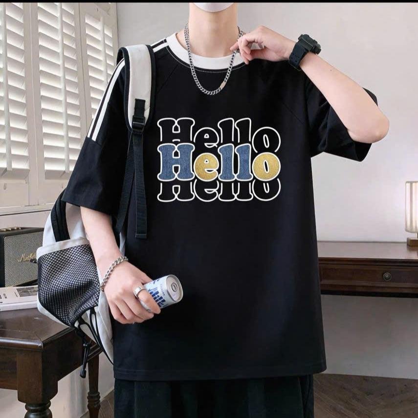 (DEAL MỞ BÁN ): Bộ quần áo ATHEAN ( M : HELLO ) cổ tròn in chàm thân ,chất vải tổ ong thoáng mát