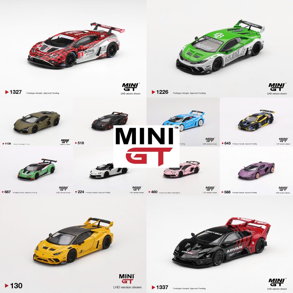 Xe mô hình MINI GT LAMBORGHINI Murcialago, Huracan, Aventador....... Phiên bản card (BL)