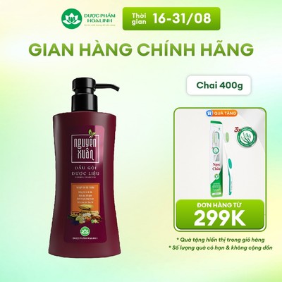 Dầu gội Dược liệu Nguyên Xuân nâu 365g  - Tặng thêm 35g giá không đổi - Dành cho tóc thường