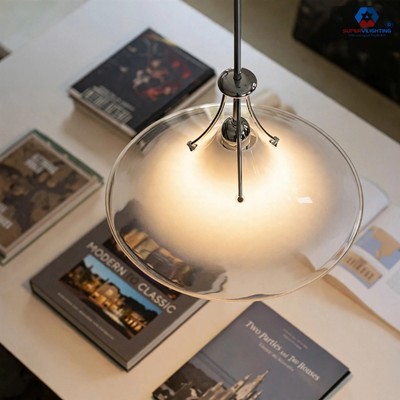 Đèn Thả Bàn Ăn Thủy Tinh Loa Kèn D40CM SUPERVILIGHTING Trang Trí Phòng Khách, Quán Trà, Quán Cafe
