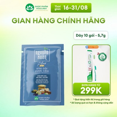 Dây dầu gội dược liệu Nguyên Xuân plus óng ả 5.7g x 10 gói