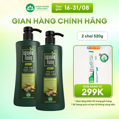 Combo 2 chai Dầu gội dược liệu Nguyên Xuân Xanh dưỡng tóc 470g - Tặng thêm 50g giá không đổi