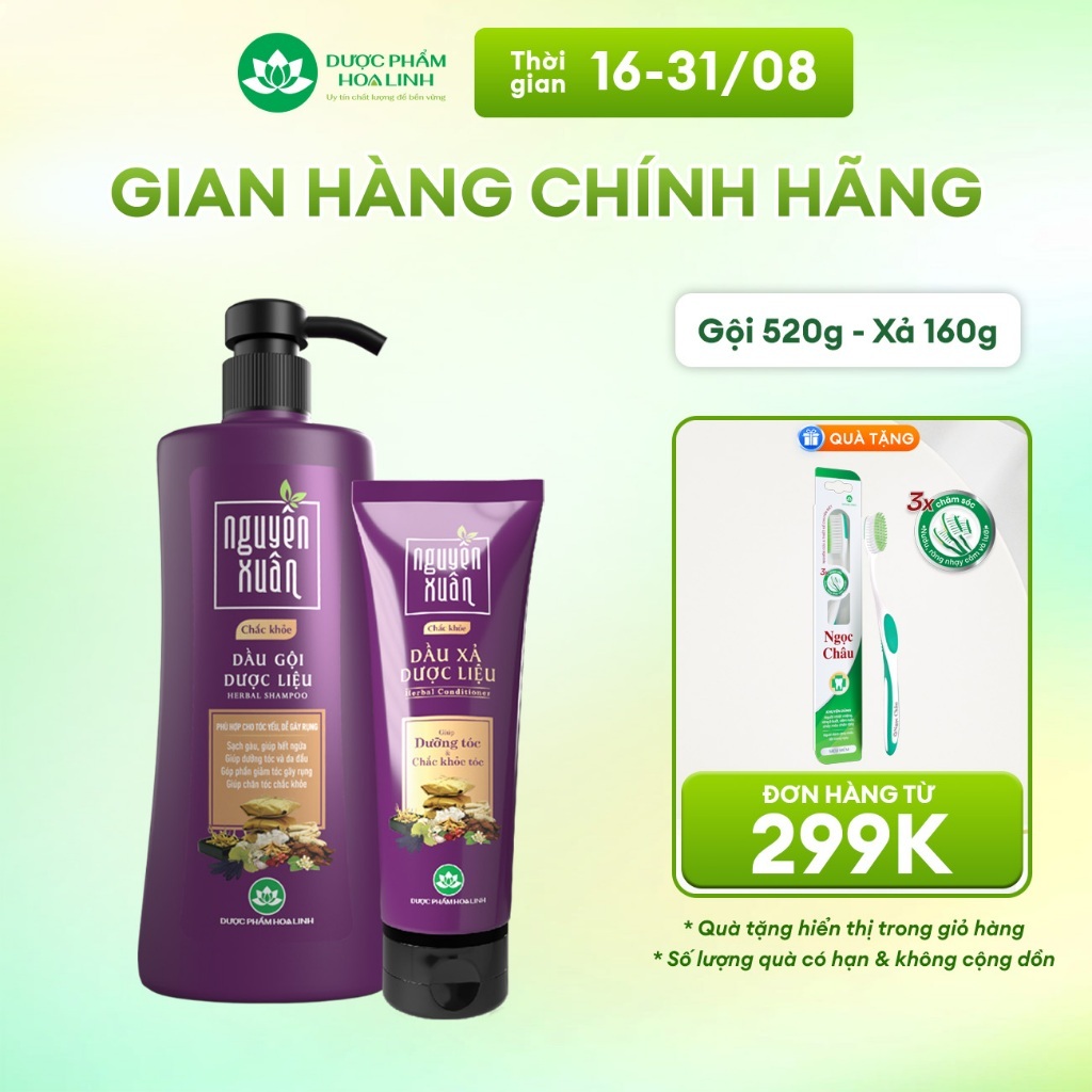 Bộ Dầu gội 470g và Dầu xả 160g Nguyên Xuân chắc khỏe - Dành cho tóc yếu, dễ gãy rụng