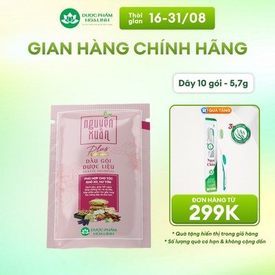 Dây dầu gội dược liệu Nguyên Xuân plus siêu mượt 5.7g x 10 gói