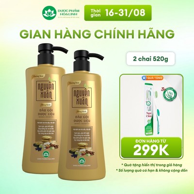 Combo 2 chai Dầu gội dược liệu Nguyên Xuân Bồng bềnh 470g - Tặng thêm 50g giá không đổi - Dành cho tóc dầu bết