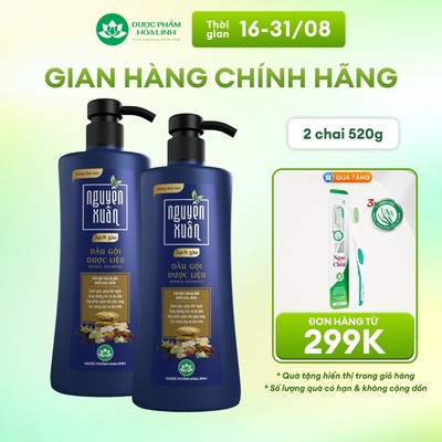 Combo 2 chai Dầu gội Dược liệu Nguyên Xuân Sạch Gàu 470g - Tặng thêm 50g giá không đổi