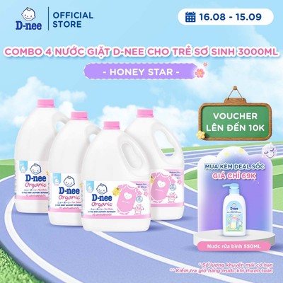Combo 4 Nước giặt quần áo D-nee 3000 ML - Honey Star