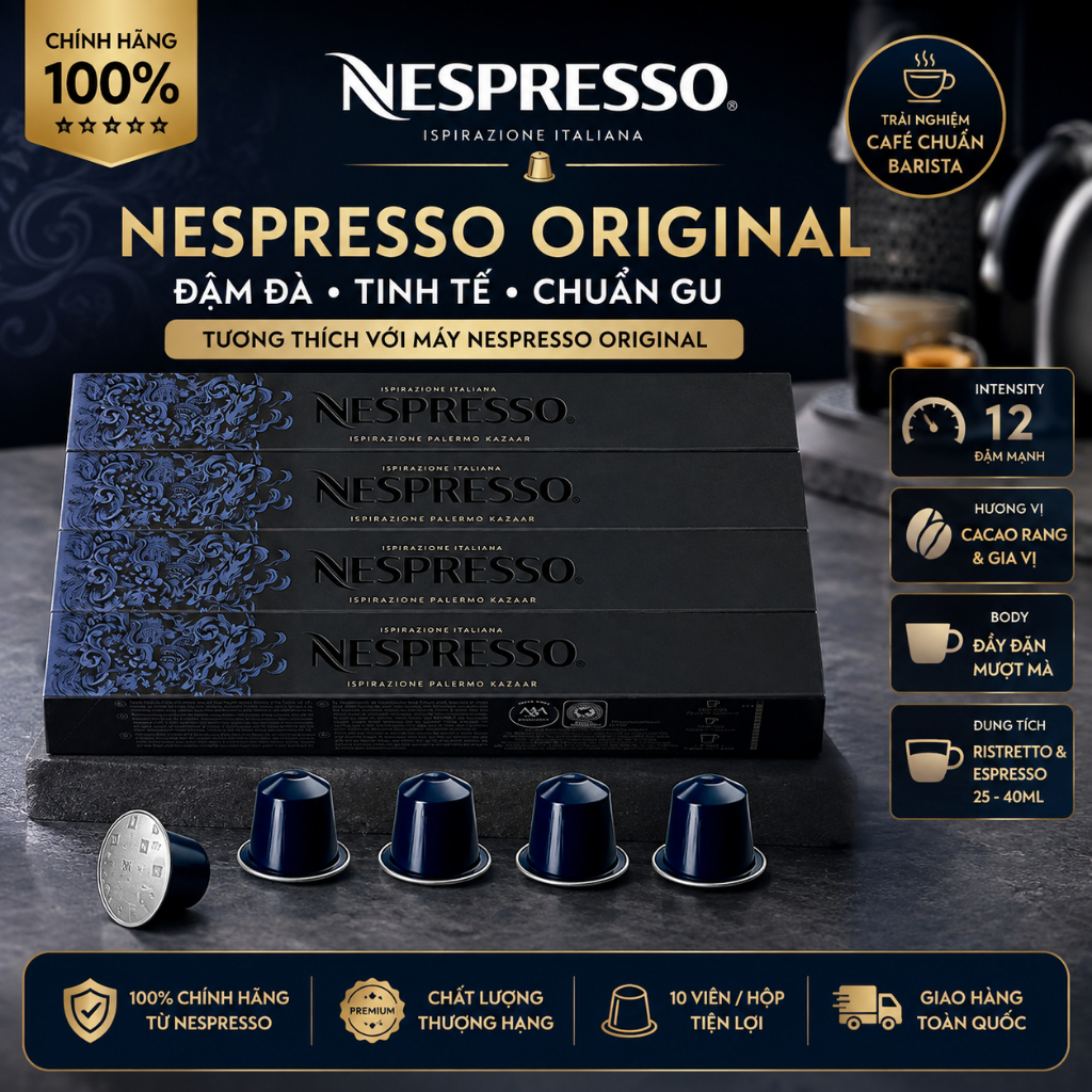 Cà phê viên nén Nespresso, Viên Nén Cà Phê Nespresso, Nhiều Vị 10 Viên, Hàng Chính Hãng