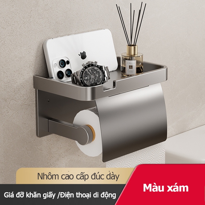 Kệ Để Giấy Vệ Sinh Nhà Tắm 888GD Thiết Kế cao cấp 2 Tầng Đa Dụng Dán Tường Nhôm Hàng Không Chống Gỉ