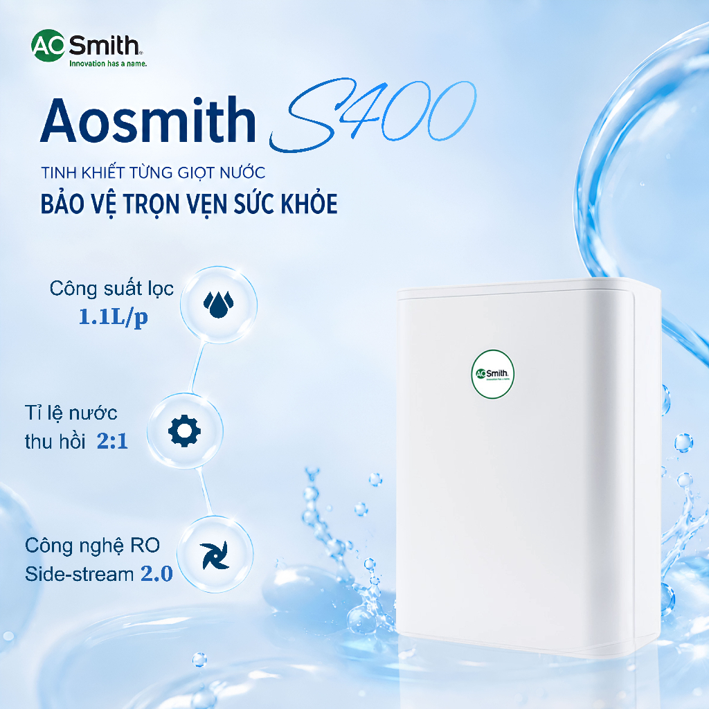 Máy Lọc Nước Đặt Gầm A. O. Smith S400 - Công Suất Lọc 1,1L/p | AOSmith Hữu Hà