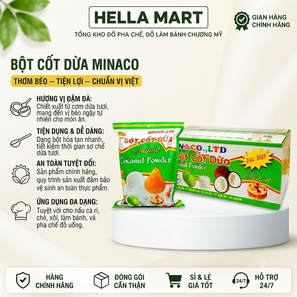 Bột Cốt Dừa 10 gói mỗi gói 50g Bột Pha Chế Trà Sữa Đá Xay Quán Cà Phê Nguyên Liệu Đồ Uống