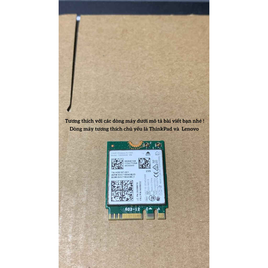 Card wifi Intel Wireless-N 7265 7265BN (7265NGW BN) hàng tháo máy