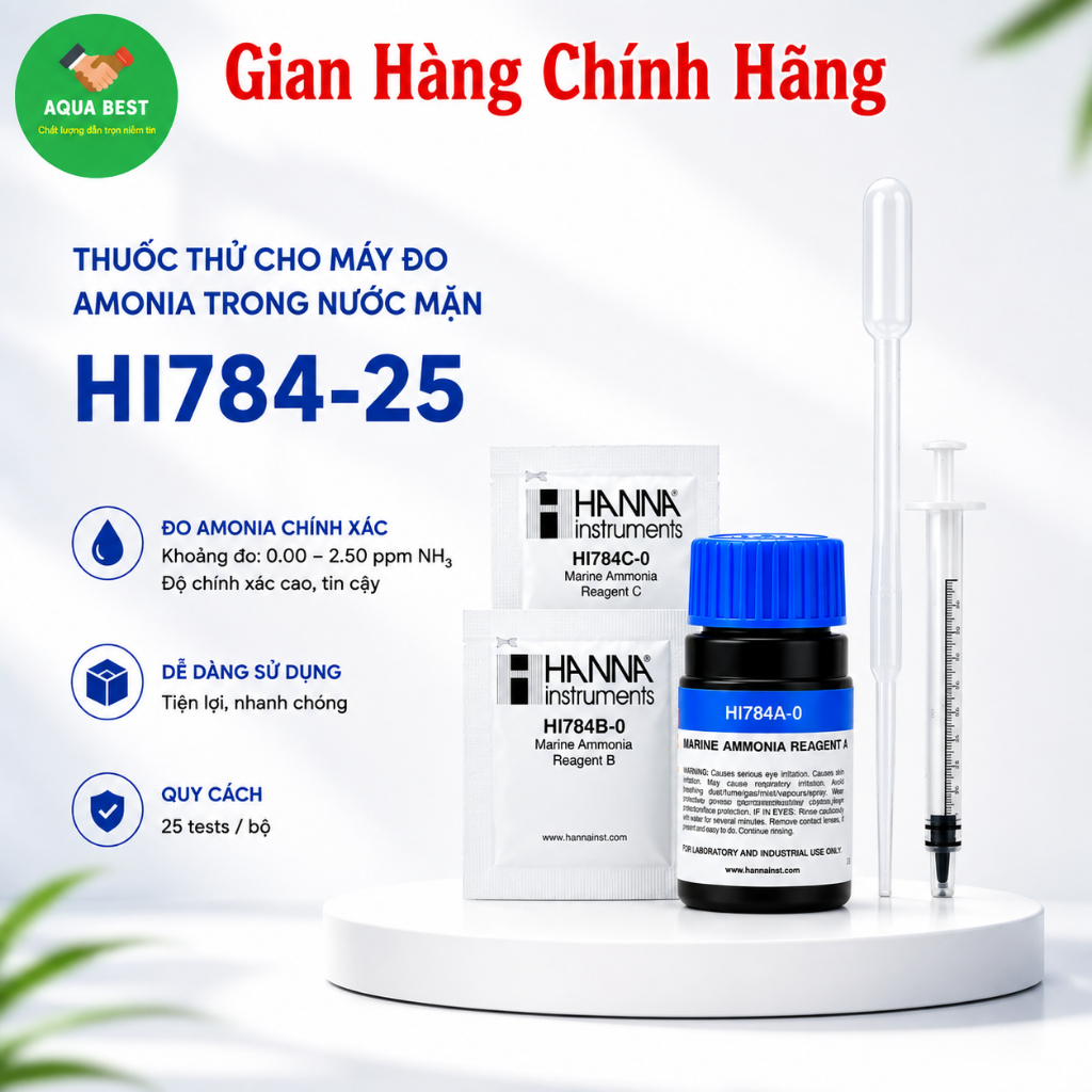 [Chính Hãng] Thuốc Thử Amoni dùng Cho Máy HI784, 25 Lần Đo HI784-25, Hãng Hanna