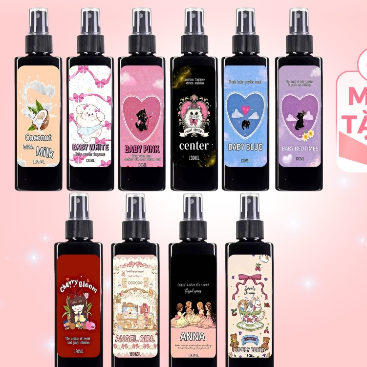 [ QUÀ TẶNG ] body mist xịt thơm hương phấn baby em bé - hương hoa đa dạng mùi - CHAI LỚN 130ML