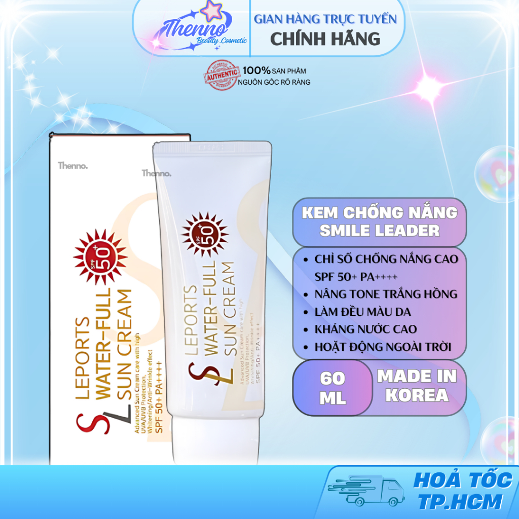 Kem Chống Nắng Nâng Tông Da, Dưỡng Trắng, Ngăn Ngừa Lão Hóa SL Smile Leader Leports Water-Full Sun C