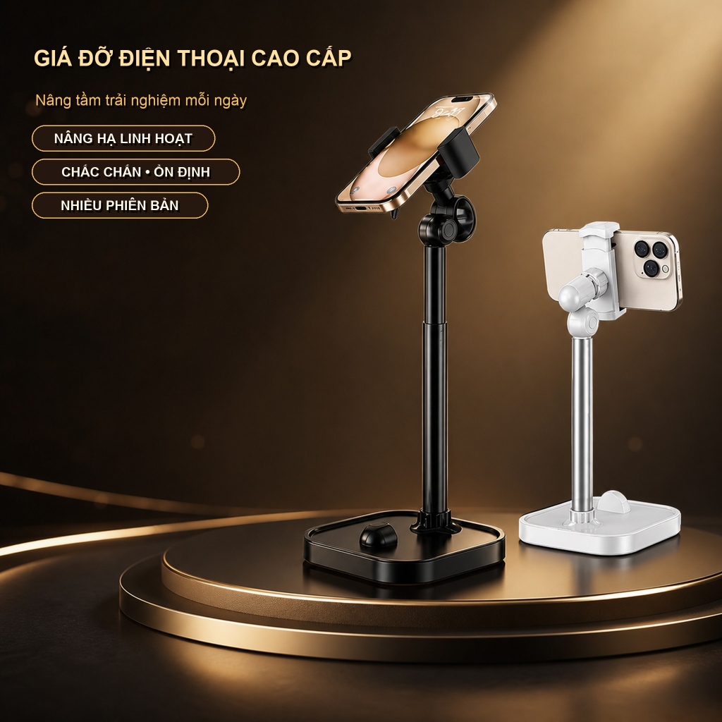 Giá Đỡ Điện Thoại Để Bàn T8/GD06/GD07, Xoay 360°, Điều Chỉnh Độ Cao, Đế Vững Chắc, Quay Video Livest