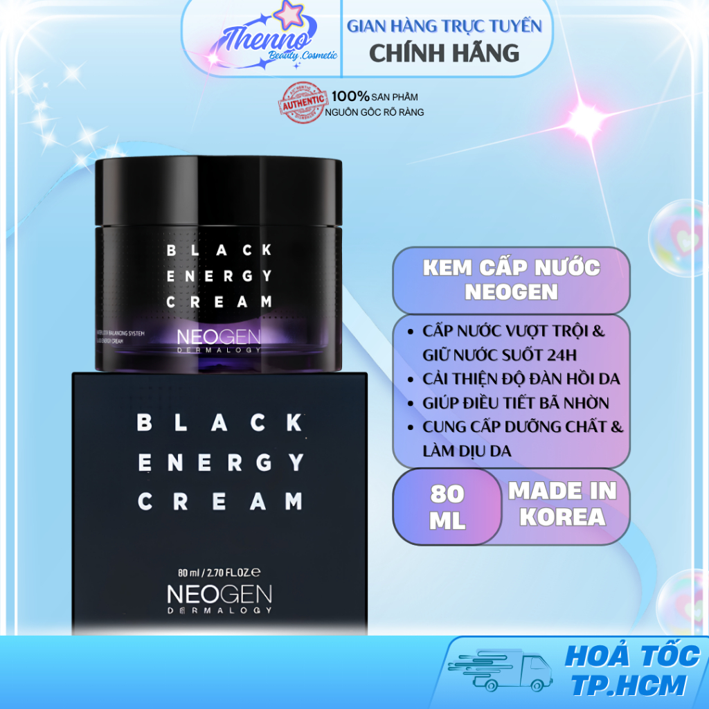 Kem Dưỡng Cấp Nước, Cải Thiện Nếp Nhăn Cho Da Dầu Và Da Nhạy Cảm Neogen Black Energy Cream 80ml