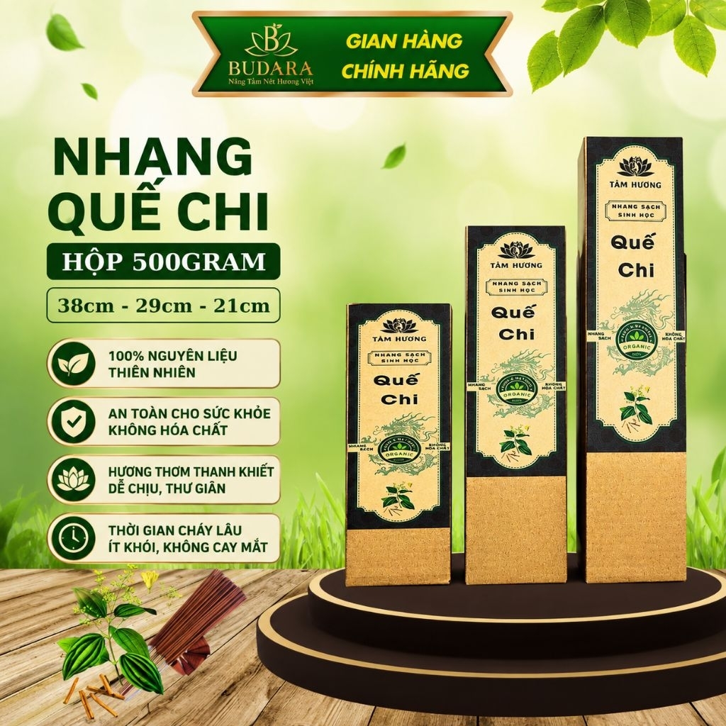 Nhang quế chi budara, nhang quế sạch, nhang quế bình dân, nhang thảo mộc budara
