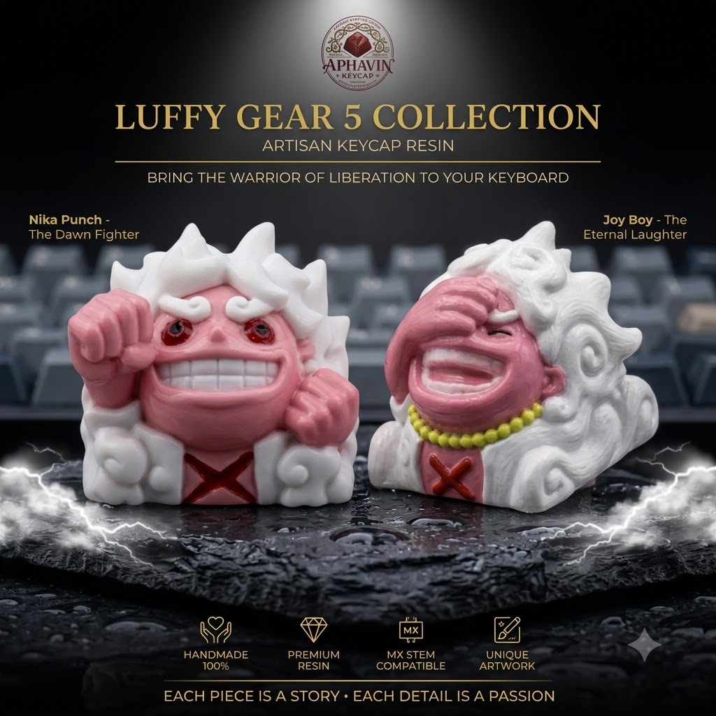 Aphavin Keycap Artisan Luffy Nika Gear 5 Thần Mặt Trời Nika -Nút Phím Cơ Resin Anime Trang Trí Bàn P