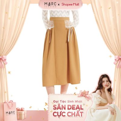 Chân Váy Kiểu Nữ MARC FASHION  2 Túi Phối Ren Đính Nơ - FAQH090124