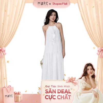MARC FASHION Đầm Maxi Cổ Yếm Phối Bèo Nhún Tùng - CBQH070325