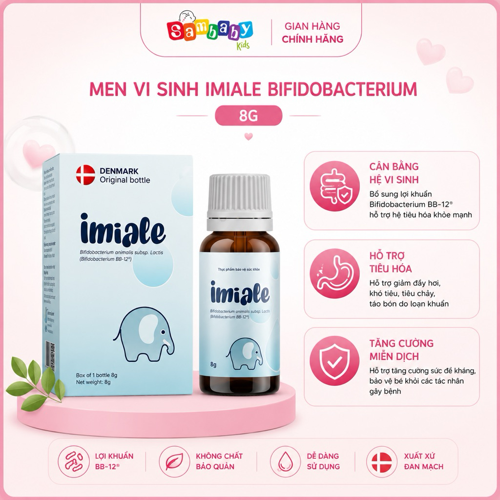 Men Vi Sinh Imiale Bifidobacterium BB-12 Nhập Khẩu Đan Mạch 8g - Hỗ Trợ Cân Bằng Hệ Vi Sinh Đường Ru