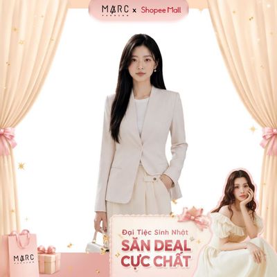 MARC FASHION_Áo blazer tay dài không cổ vạt cong_CBAV062616